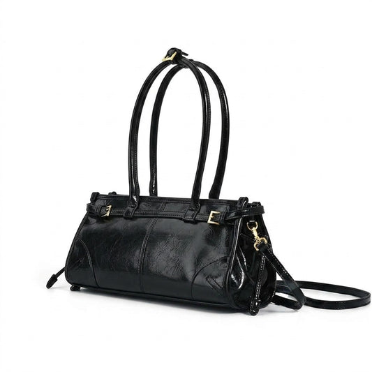 Bolsa preta estilosa bolsa de couro feminina estilosa de couro preto