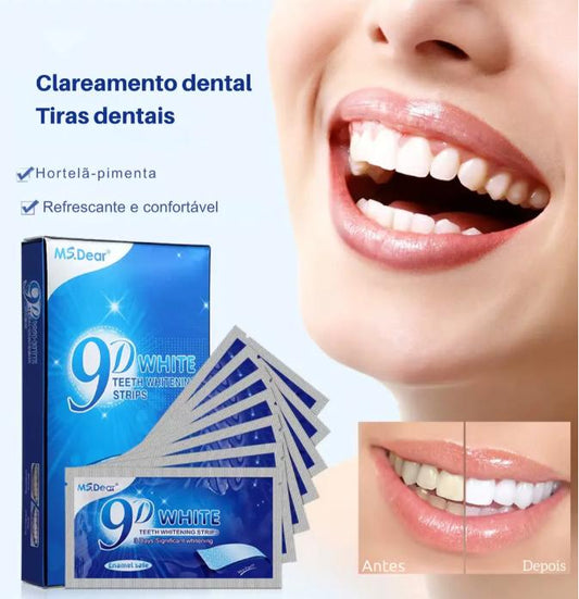 Fitas Clareadoras 9d Advanced Teeth 7 Envelopes 14 Pares Sorriso Branco Perfeito Topo