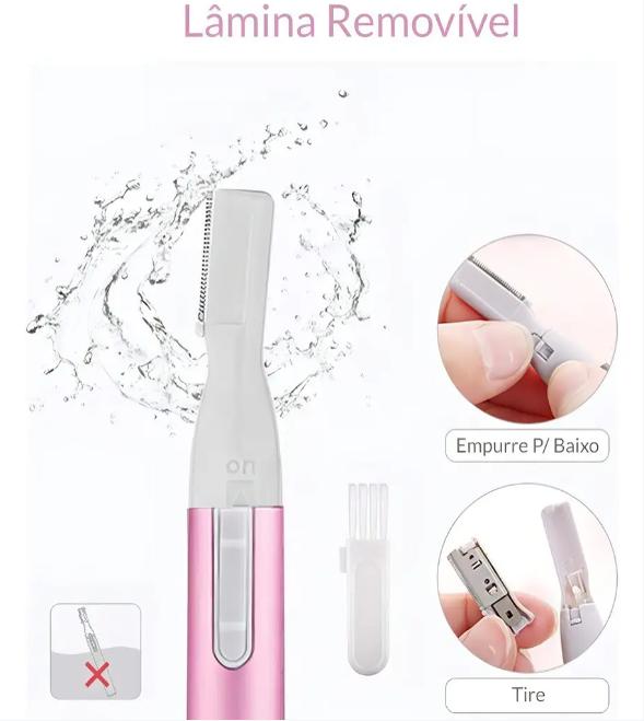 Depilador Elétrico Facial e Íntimo SkySuper Para Sobrancelha e Buço Rosa