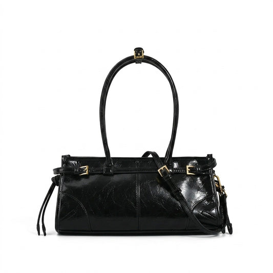 Bolsa preta estilosa bolsa de couro feminina estilosa de couro preto