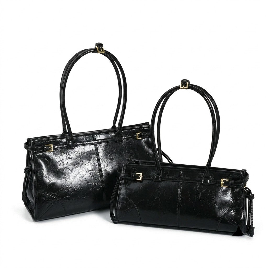 Bolsa preta estilosa bolsa de couro feminina estilosa de couro preto