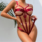 Conjunto de Lingerie Feminina: Calcinha de Renda Modelo Cheeky com Tiras Cruzadas nas Costas e Fio-Dental