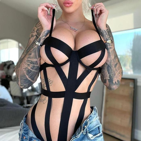 Bralette de Moda Feminina com Tiras e Sem Bojo – Lingerie de Peça Única