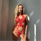 Conjunto de lingerie feminina de 4 peças com recortes e ligas: sutiã e calcinha transparentes