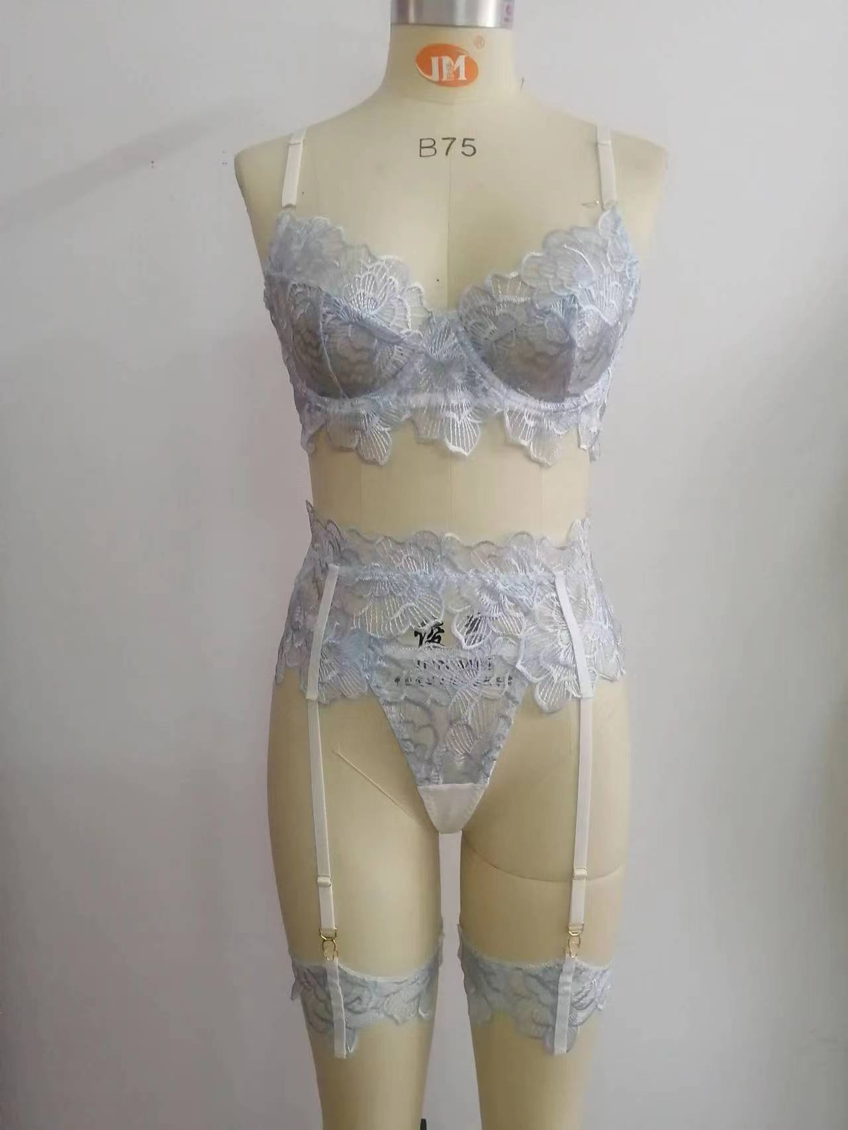 Conjunto de Lingerie Feminina: Sutiã Push-Up de Renda e Tule com Calcinha Fio-Dental