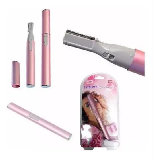 Depilador Elétrico Facial e Íntimo SkySuper Para Sobrancelha e Buço Rosa
