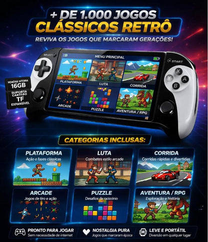 Fone Videogame De Mão Premium Retrô Tela 5.5 - Sem Precisar de Internet!