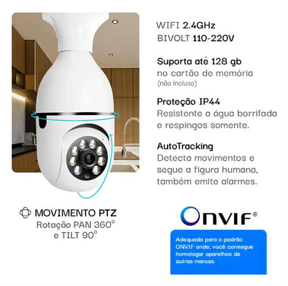 Câmera Ip Lâmpada 360° Wi-Fi Yoosee Jortan Panorâmica Visão