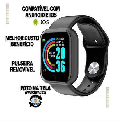 Relógio Digital Smartwatch D20 Android Ios Bluetooth