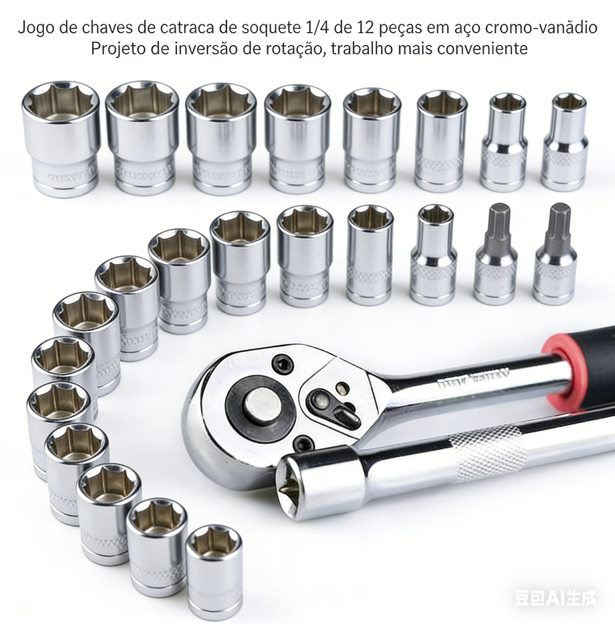 Kit Chaves Jogo Catraca Reversível Soquetes 46 Peças Maleta