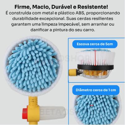 Escova De Limpeza De Carro Rotação Automática Multiuso Amarelo