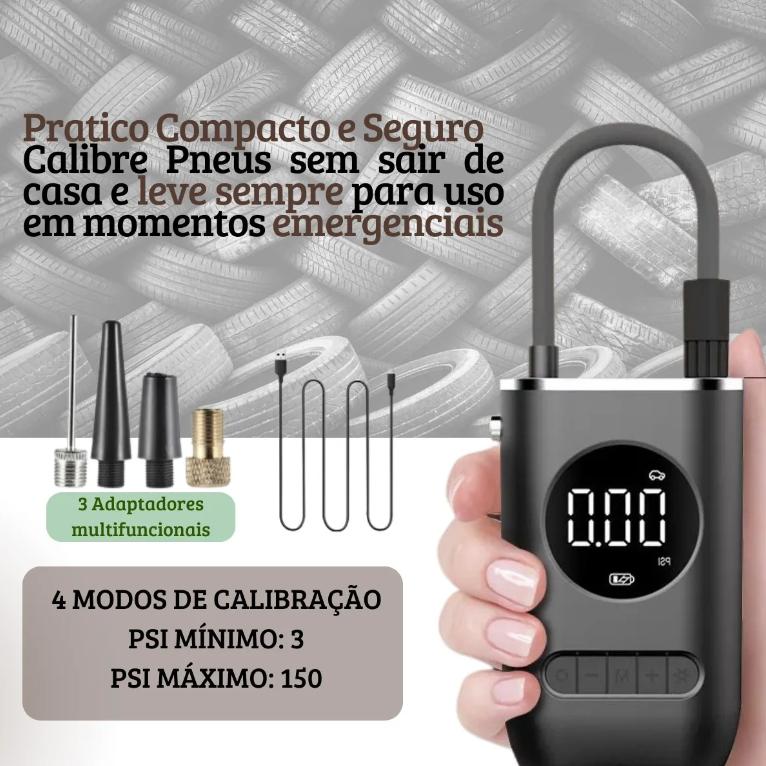 Bomba De Encher Pneu De Carro Bike Moto Eletrica Portátil Cor Preto