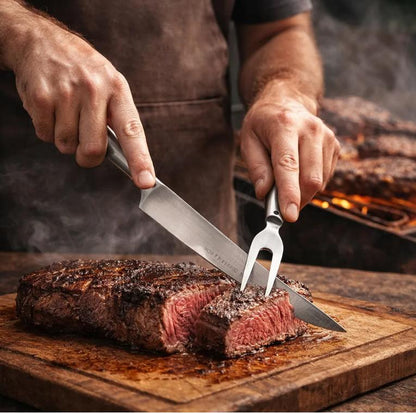Kit Churrasco Inox Profissional Com Estojo Conjunto Completo 6 peças