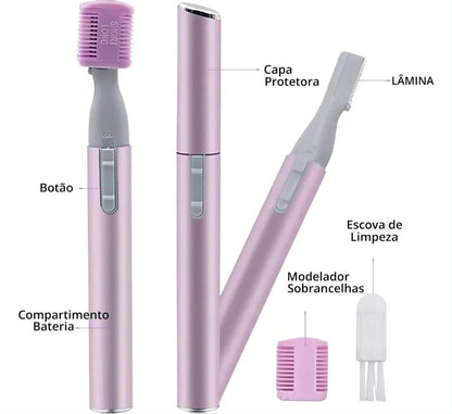 Depilador Elétrico Facial e Íntimo SkySuper Para Sobrancelha e Buço Rosa
