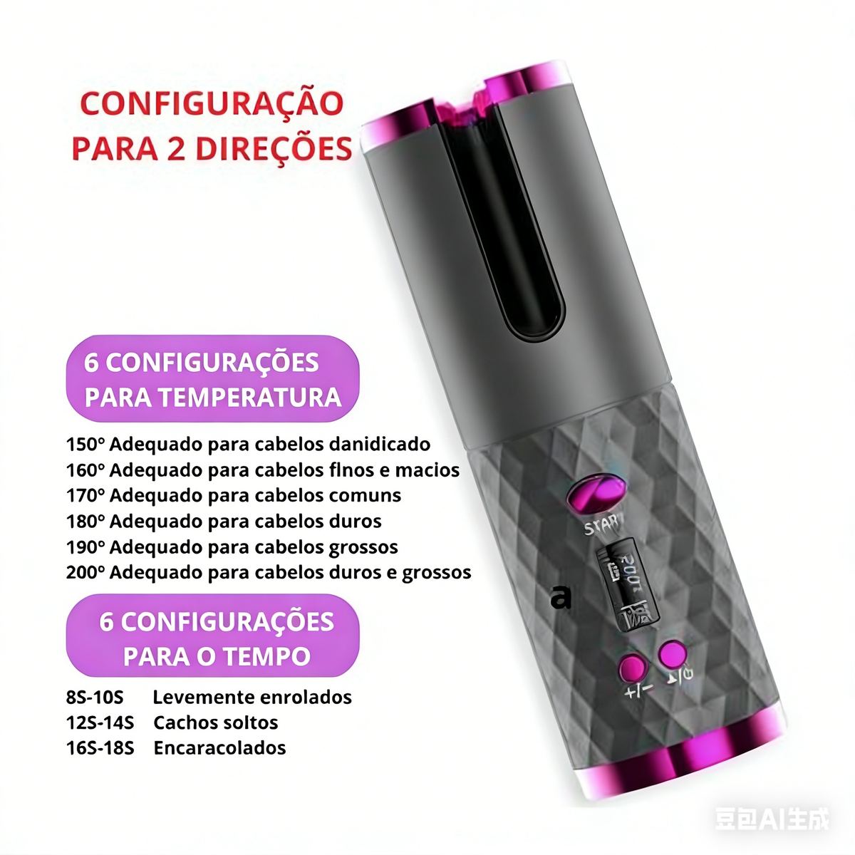 Cacheador Modelador Para Cabelo Cachos S/fio Recarregável 110,220