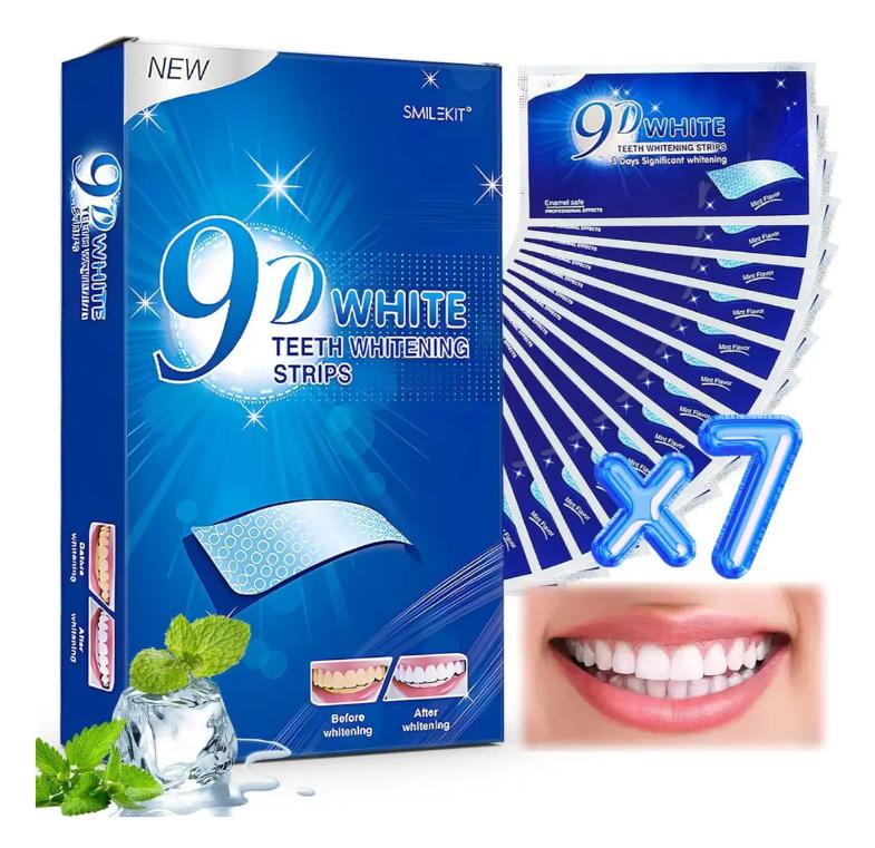 Fitas Clareadoras 9d Advanced Teeth 7 Envelopes 14 Pares Sorriso Branco Perfeito Topo
