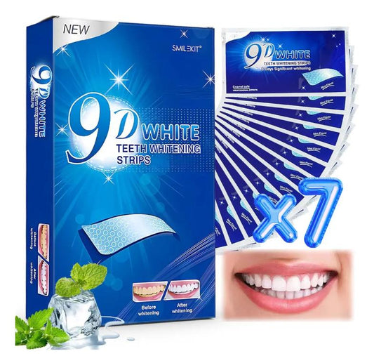 Fitas Clareadoras 9d Advanced Teeth 7 Envelopes 14 Pares Sorriso Branco Perfeito Topo