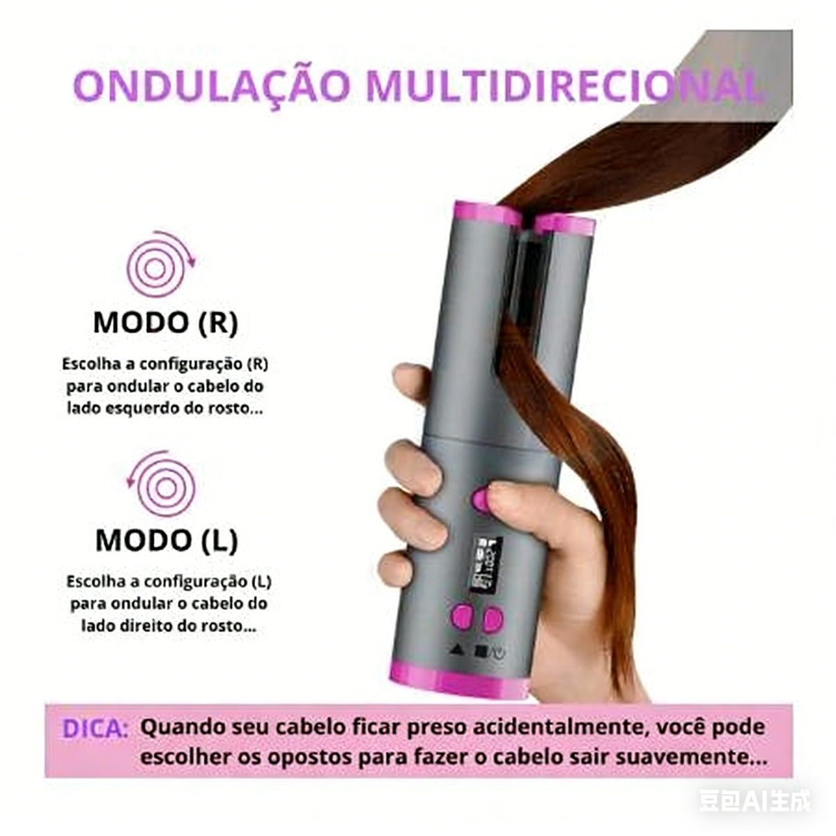 Cacheador Modelador Para Cabelo Cachos S/fio Recarregável 110,220