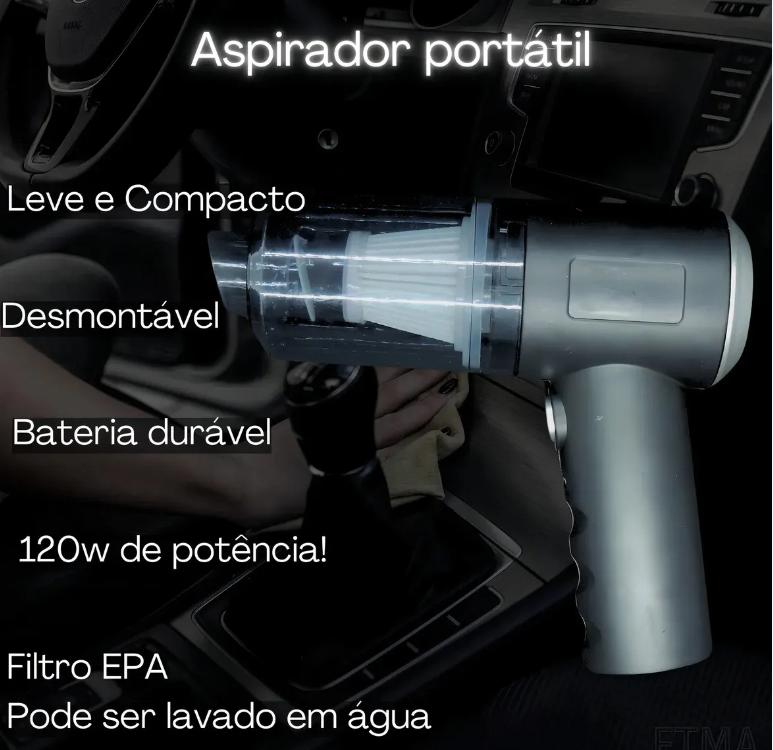 Mini Aspirador de Pó Automotivo Portátil 120W Soprador Refil Filtros Recarregável 3 em 1 USB Premium Vácuo Limpeza Carro Multifuncional Casa